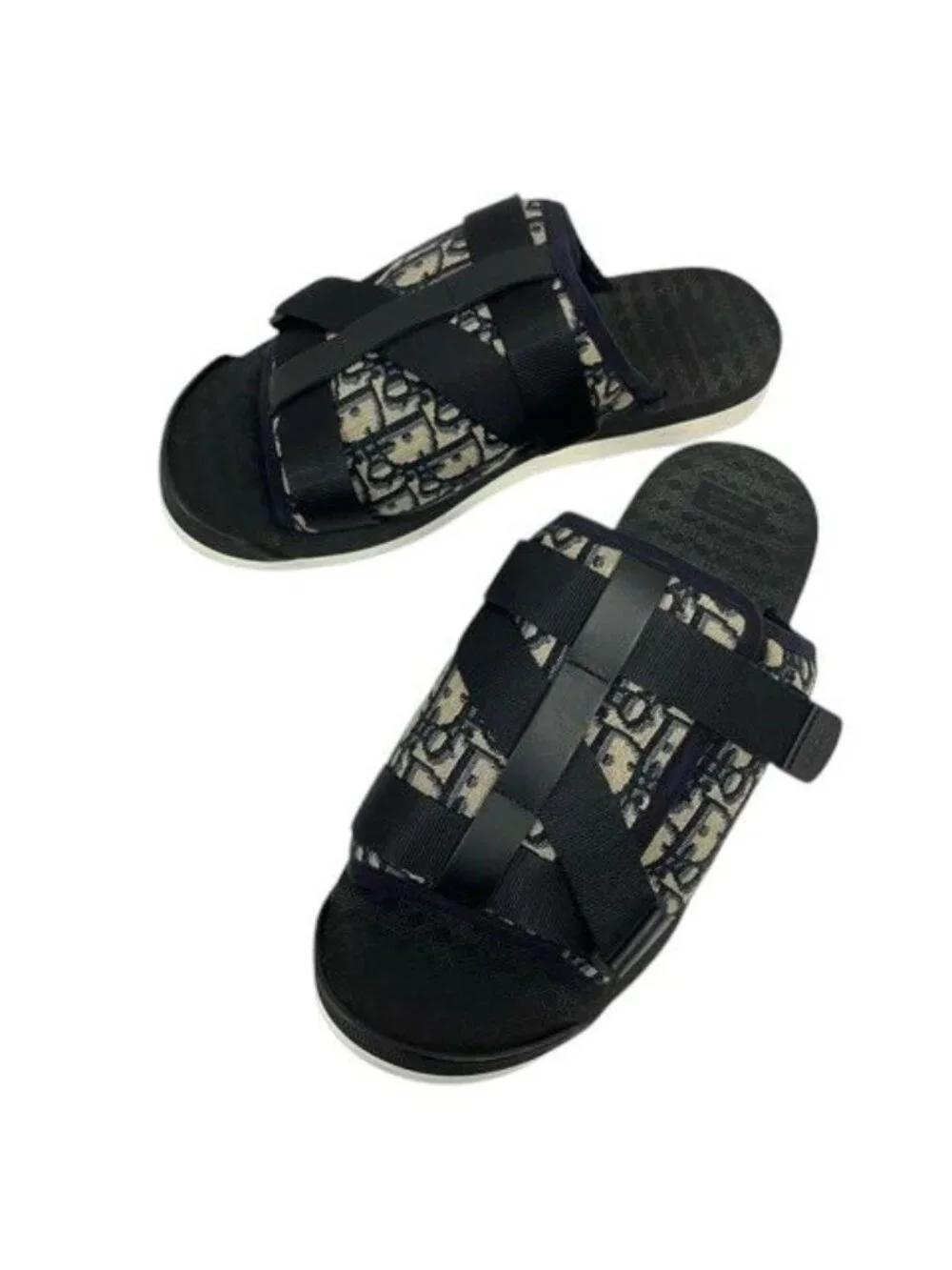 Dior Alpha Sandals Oblique Jacquard Logo 44 Navy Black